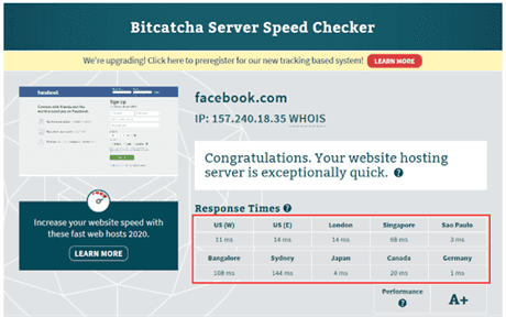 Bitcatcha server speed checker