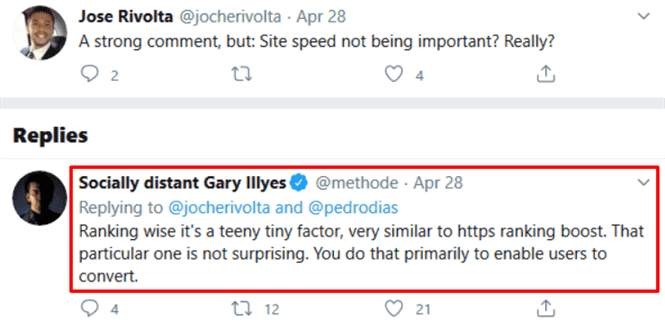 Gary Ilyes tweet