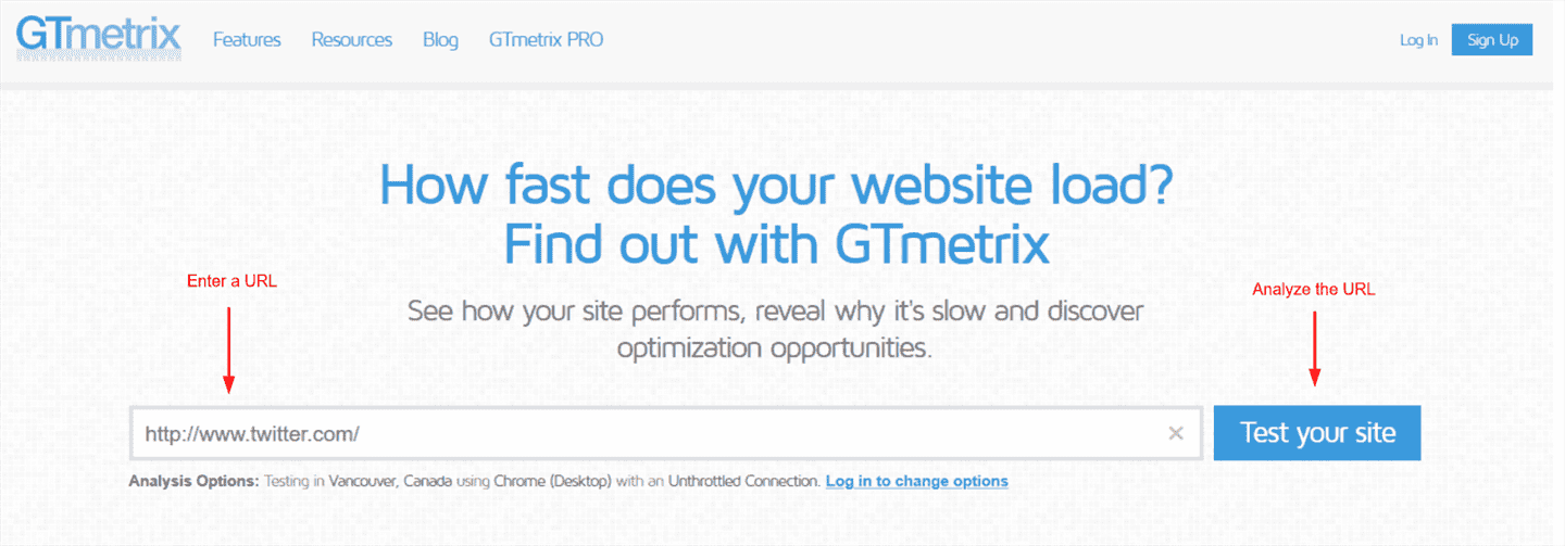 GTMetrix HTTP requests data