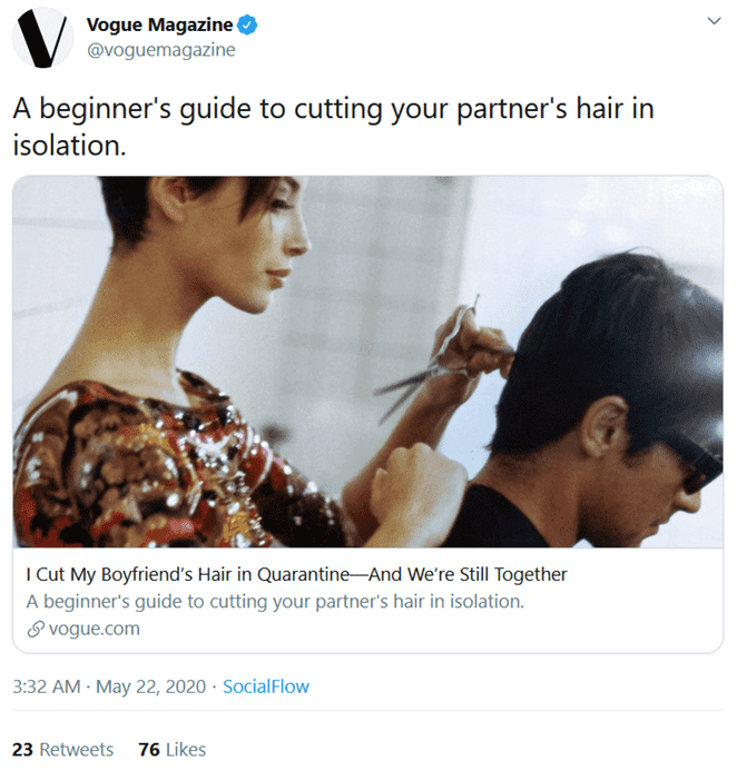 Vogue DIY haircuts tweet