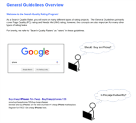 Screenshot of the first page of Google's 2020 Search Quality Rater General Guidelines