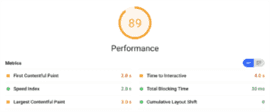 Screenshot of the metrics measured by Google Lighthouse when auditing a page's performance