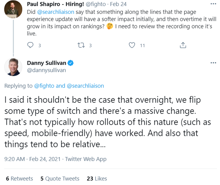 Danny Sullivan on the Page Experience Update