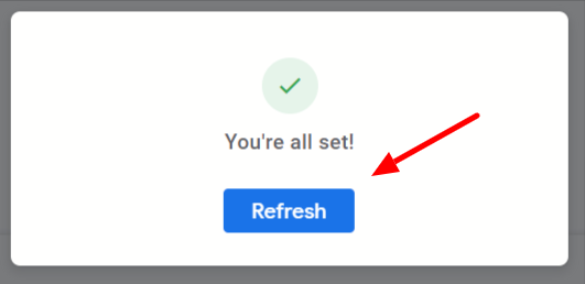 Screenshot of Google Search Console Insights Refresh Button Before Seeing Data