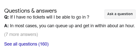 A section from The Broad museum's Google My Business listing titled 'Questions & answers.
