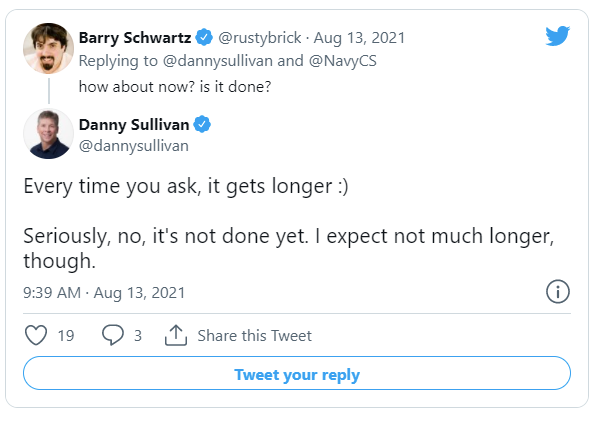 Screenshot of tweet from Barry asking Danny Sullivan again about the Link Spam Update