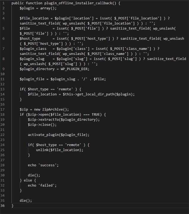 Code example of vulnerability