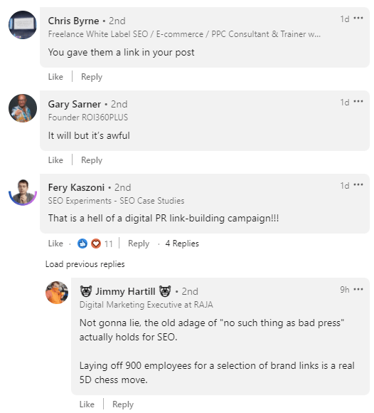 Screenshot 5 of LinkedIn comments on the post