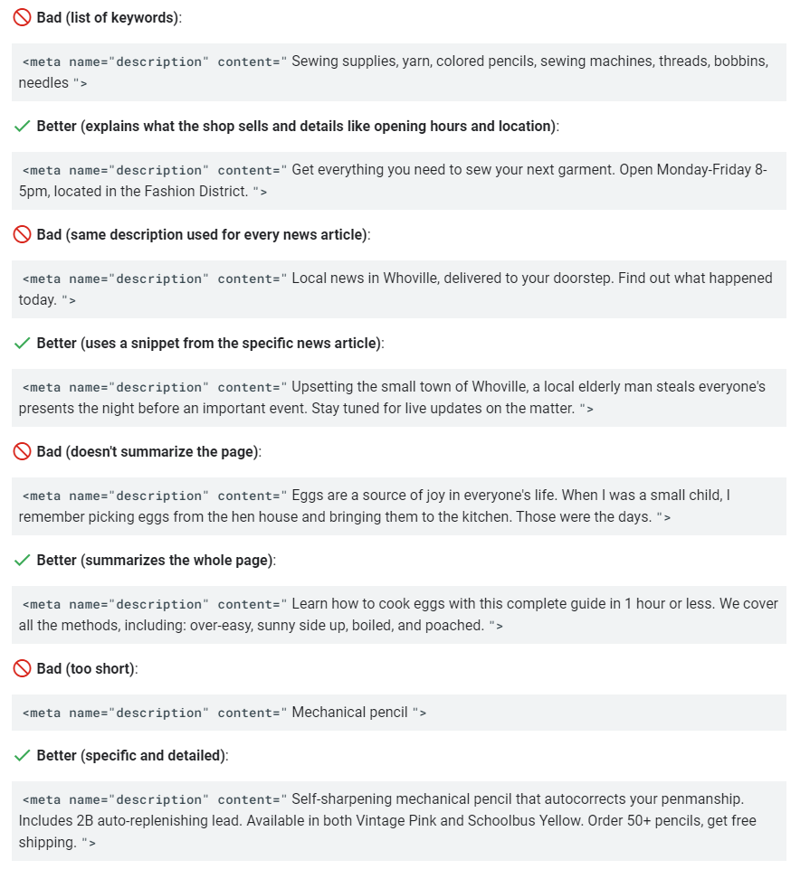 What Google Considers Great Meta Descriptions