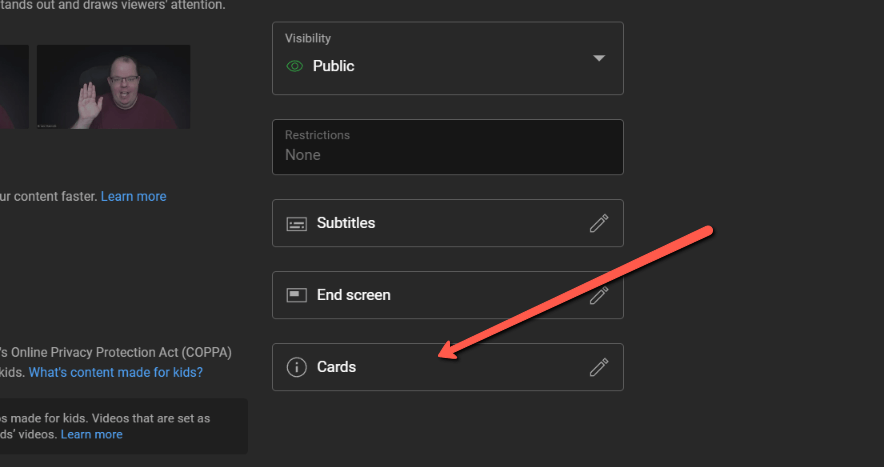 Example of YouTube's user interface showing how to use annotations/cards.